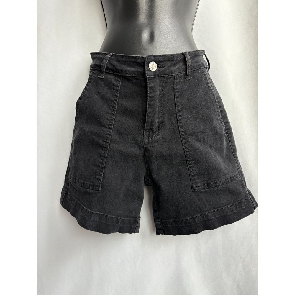 Black Denim Mom Shorts Size S Jean Shorts 90s Bermuda Length Front Pockets 90s